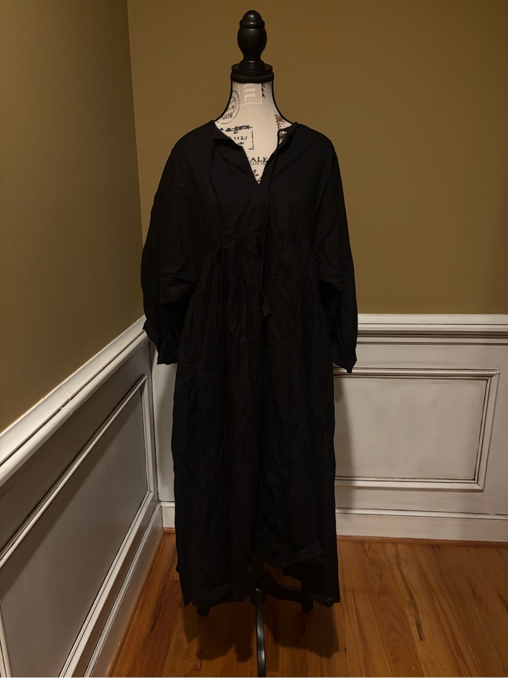 House of Sundar Black Long Sleeve Maxi Dress